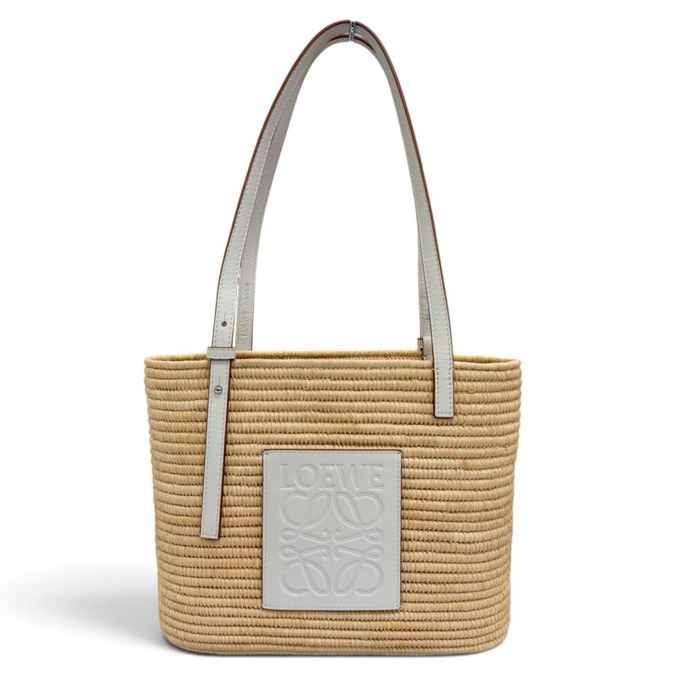 LOEWE A223099X08 Square Basket Bag, Small, Raffia Leather, Handbag, Natural W...